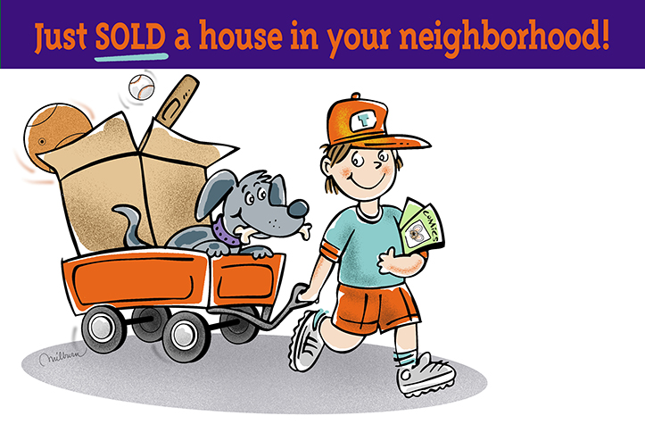Wagon-Boy-Dog- illustration for Real Estate Promotions Company